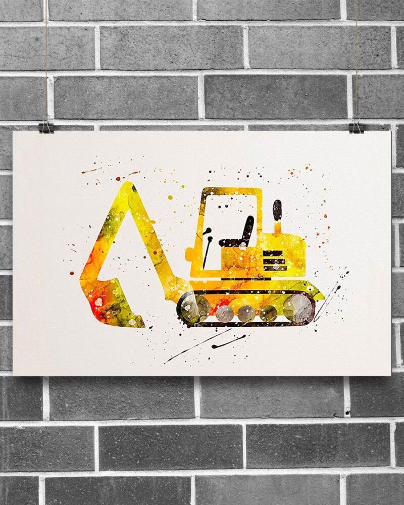 Professions Poster - Excavator Art Horizontal Poster Canvas - Wall Decor Visual Art