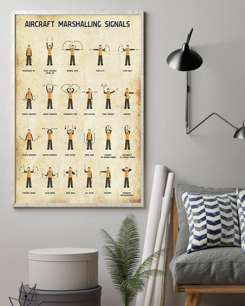 Professions Poster - Pilot Aircraft Marshalling Signals Vertical Poster Canvas- Wall Decor Visual Art