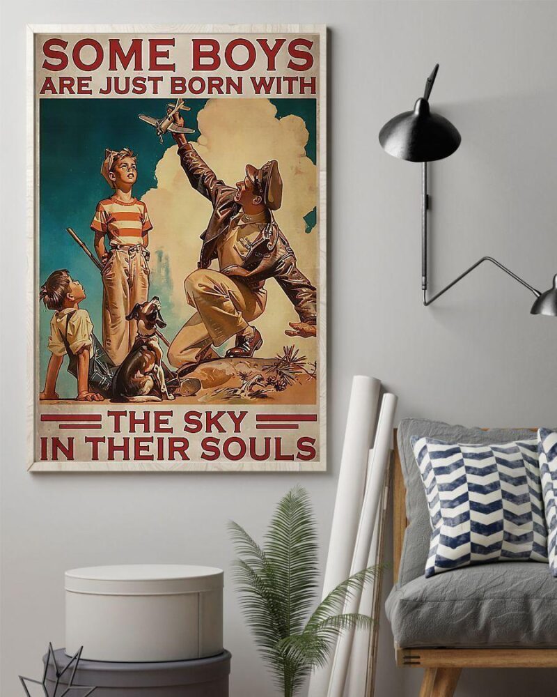 Professions Poster - Pilot Born With The Sky In Their Souls Vertical Poster Canvas- Wall Decor Visual Art