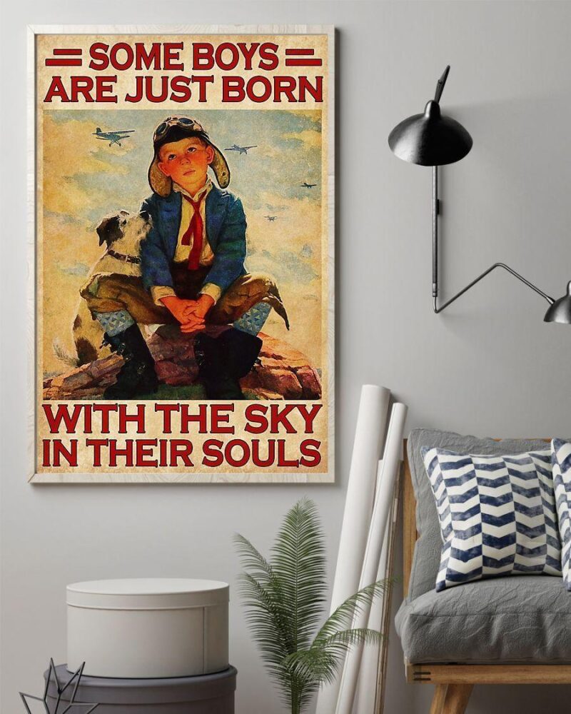 Professions Poster - Pilot Boys Born With The Sky In Their Soul Vertical Poster Canvas - Wall Decor Visual Art