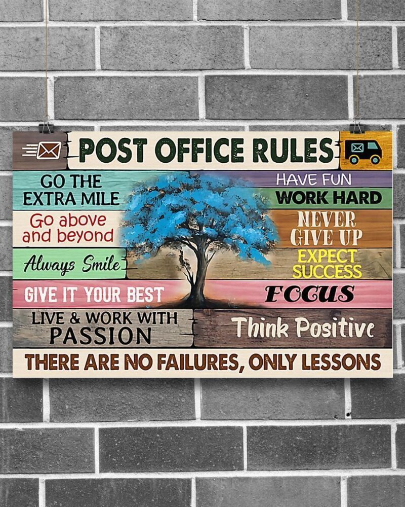 Professions Poster - Post Office Rules Post Worker Horizontal Poster Canvas - Wall Decor Visual Art