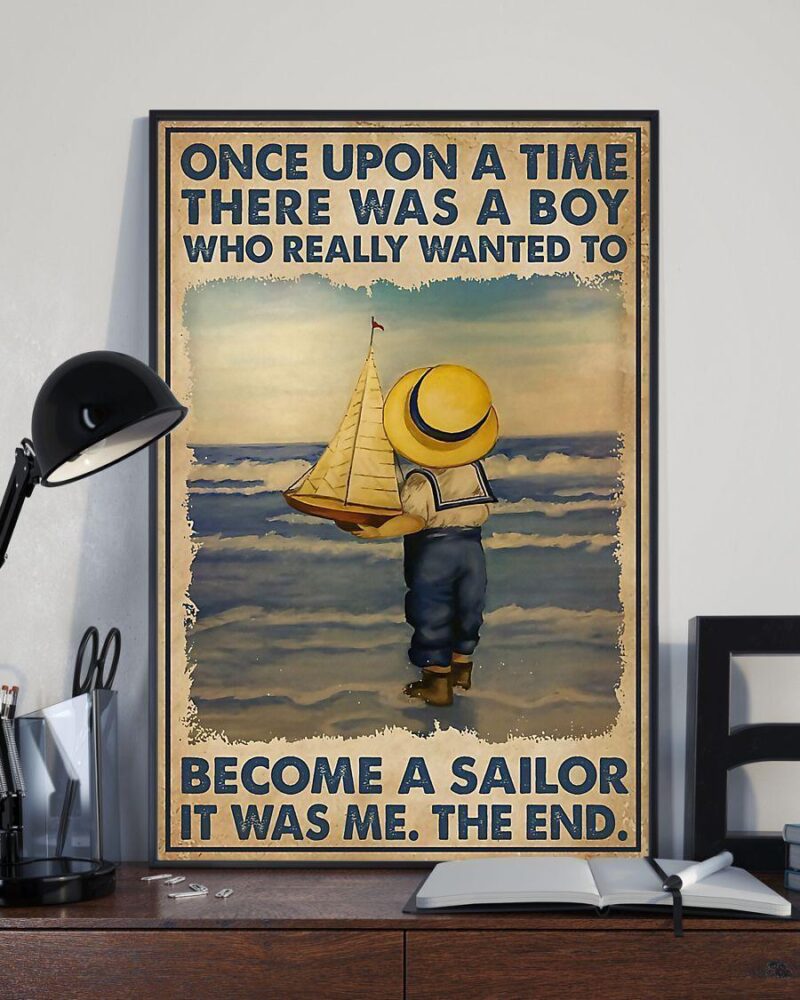 Professions Poster - Sailor Little Boy Vertical Poster Canvas- Wall Decor Visual Art