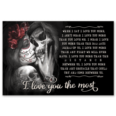 Romantic Gift skull flower i love you the most poster canvas couple gift for her for him 1
