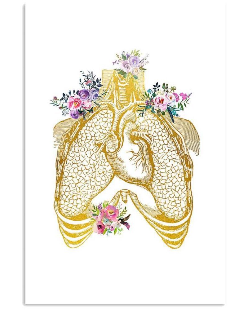 Rt Floral Human Heart And Lungs Vertical Poster Canvas Wall Decor Visual Art 1