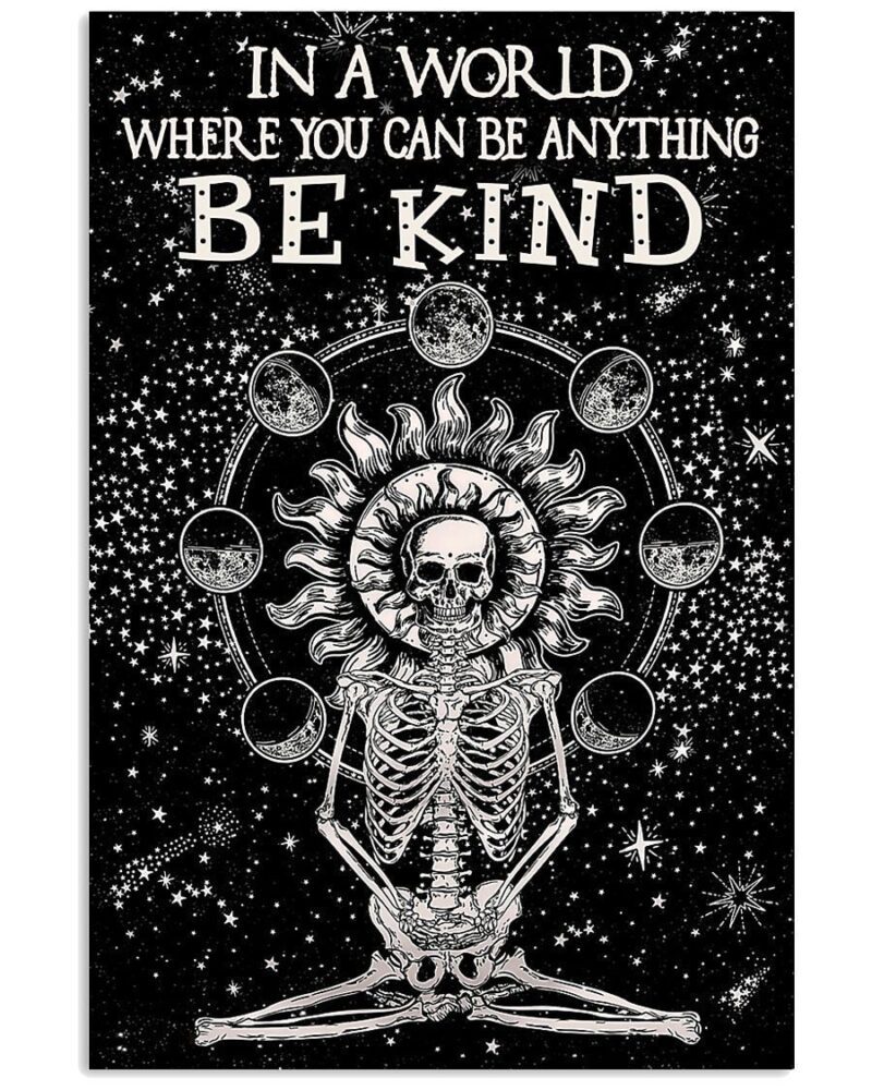 Skull Art Be Kind In A World Vertical Poster Canvas Wall Decor Visual Art 1