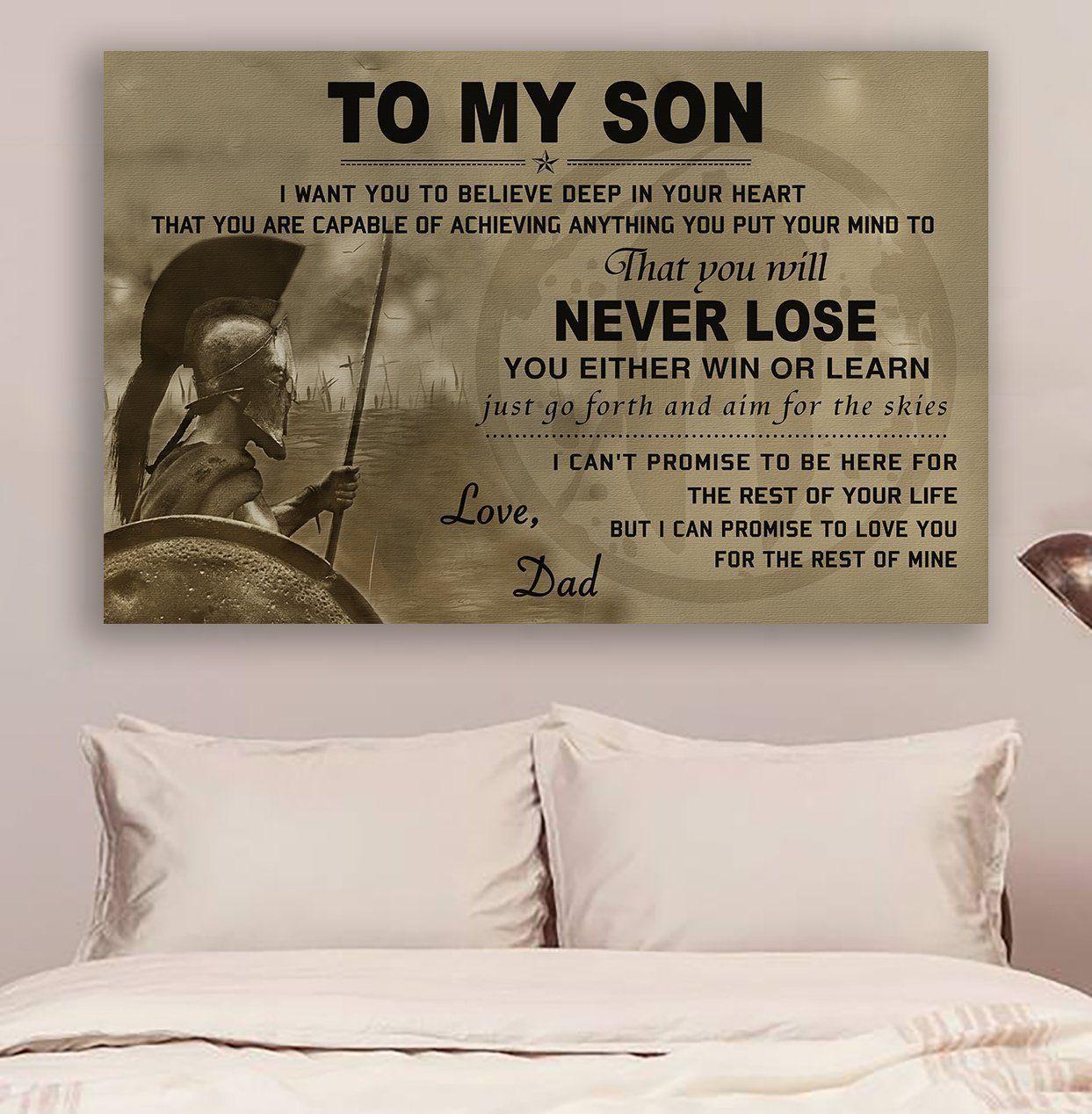 Spartan Poster Canvas Dad to son Never lose wall decor visual art – Let ...