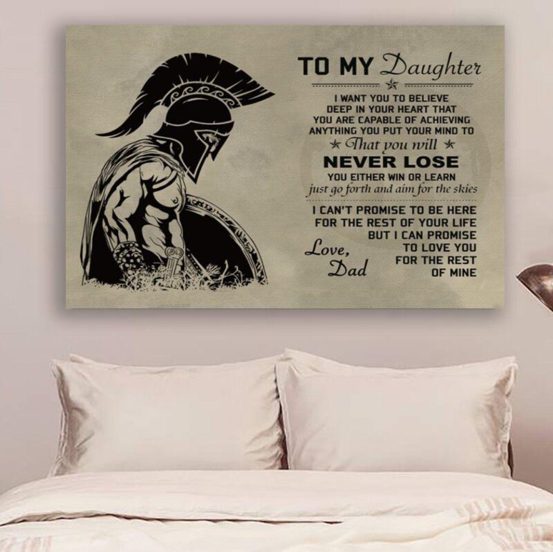 Spartan Poster Canvas To my Daughter wall decor visual art