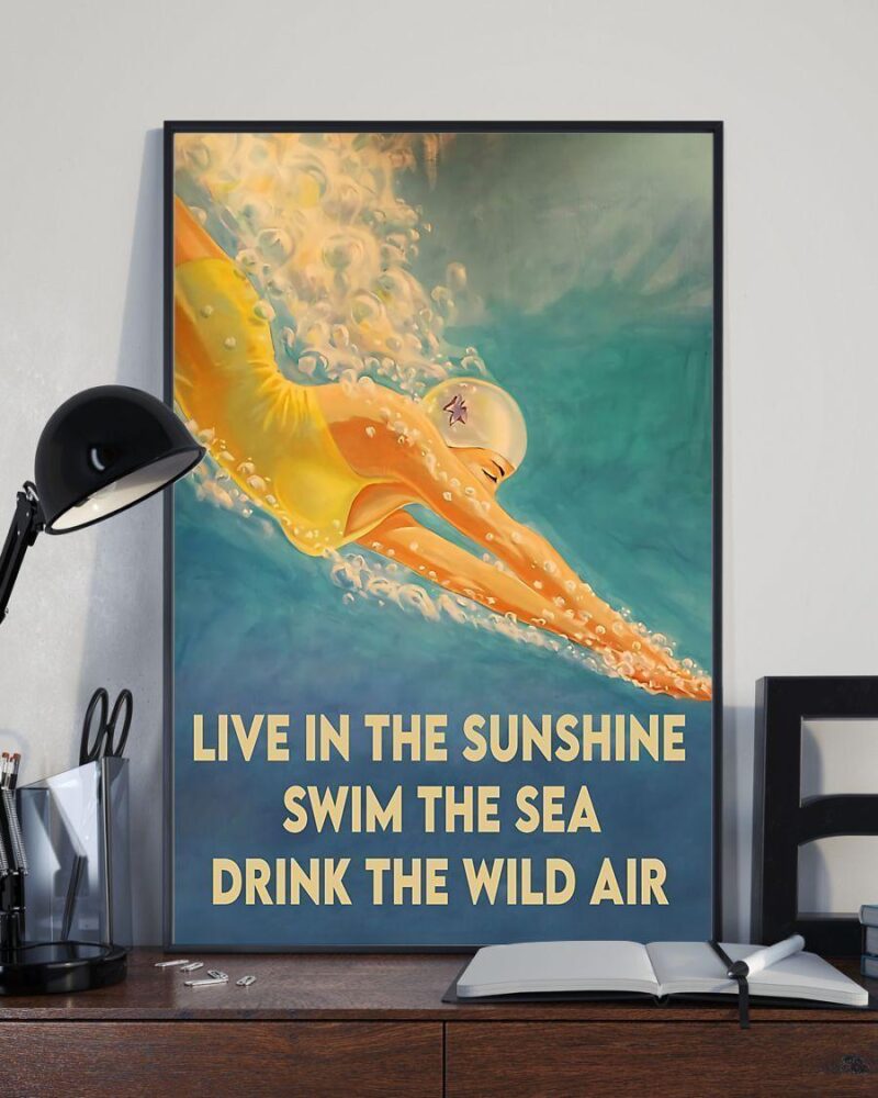 Swimming Swim The Sea Vertical Poster Canvas- Wall Decor Visual Art