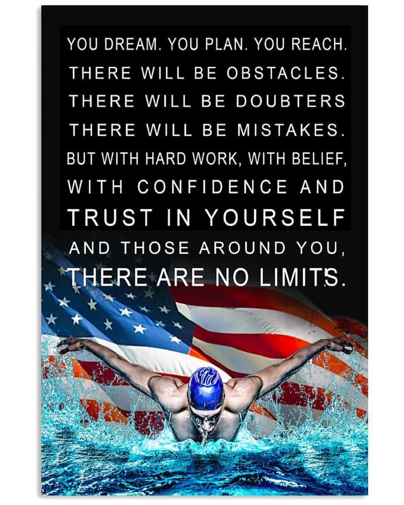 Swimming There Are No Limits Vertical Poster Canvas Wall Decor Visual Art 1