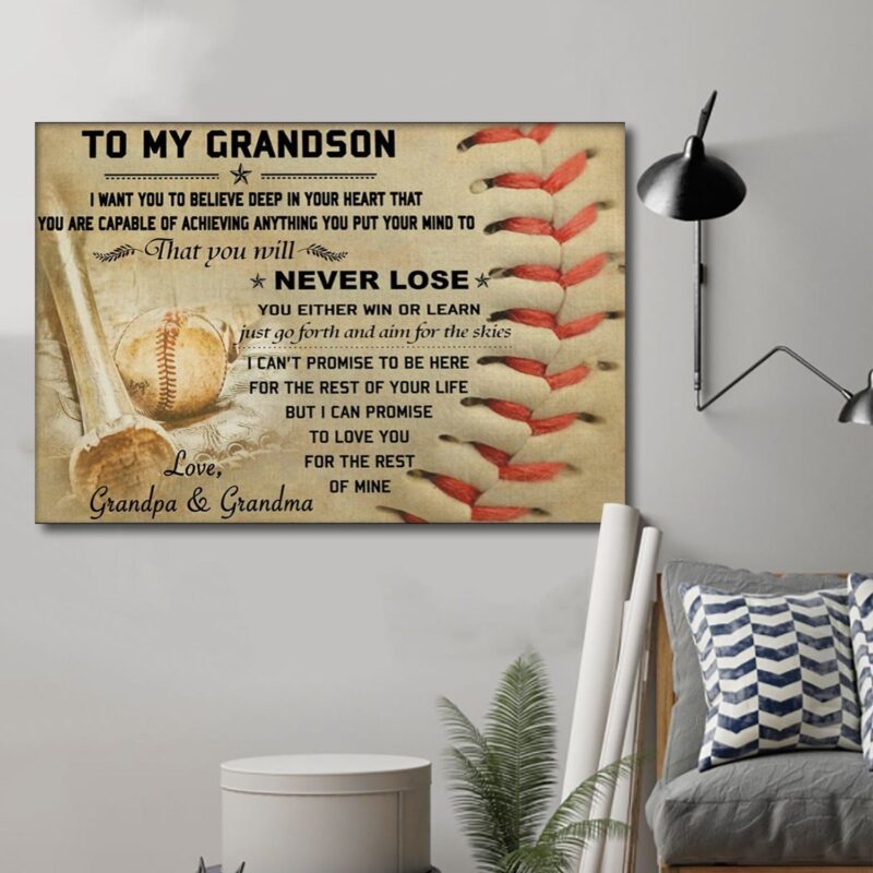 TH Baseball Poster Canvas to grandson never lose wall decor visual art 1