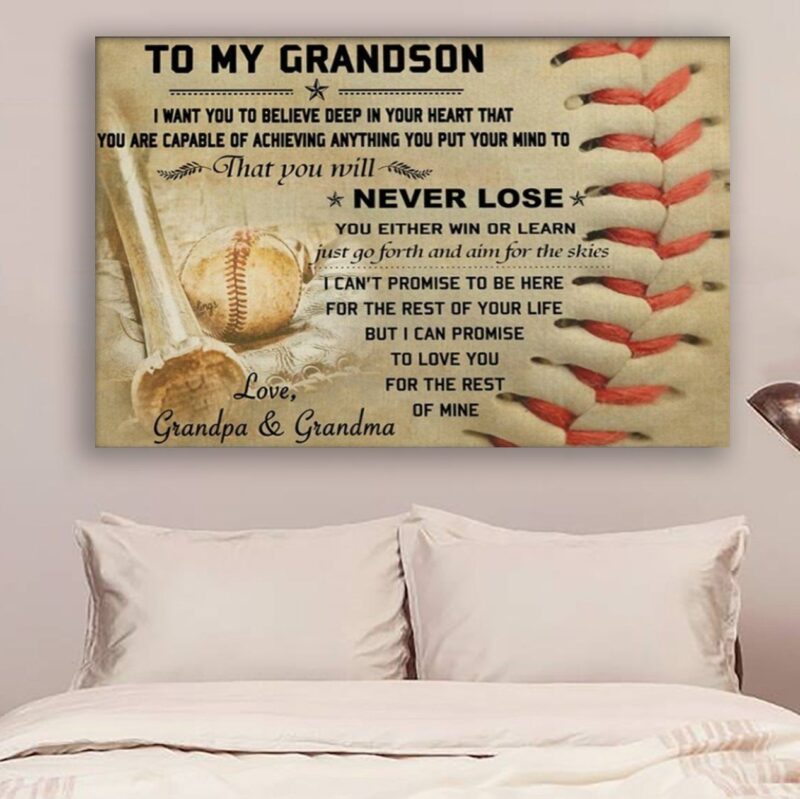TH Baseball Poster Canvas to grandson never lose wall decor visual art