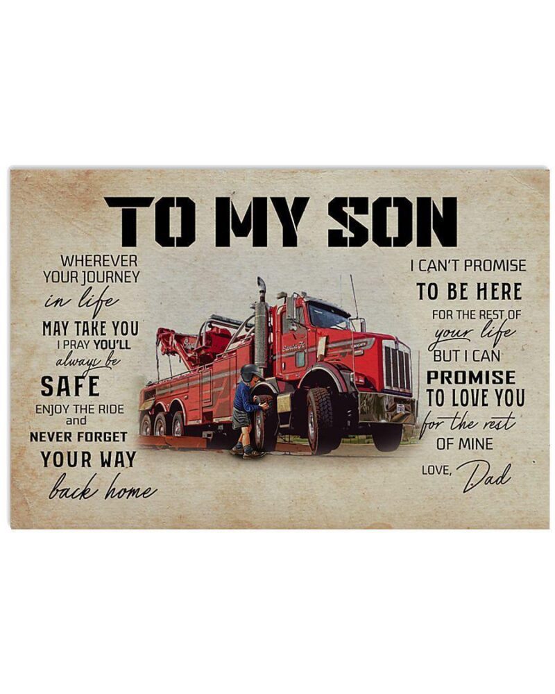 To My Son Tow Truck Horizontal Poster Canvas - Gift For Son - Wall Decor Visual Art