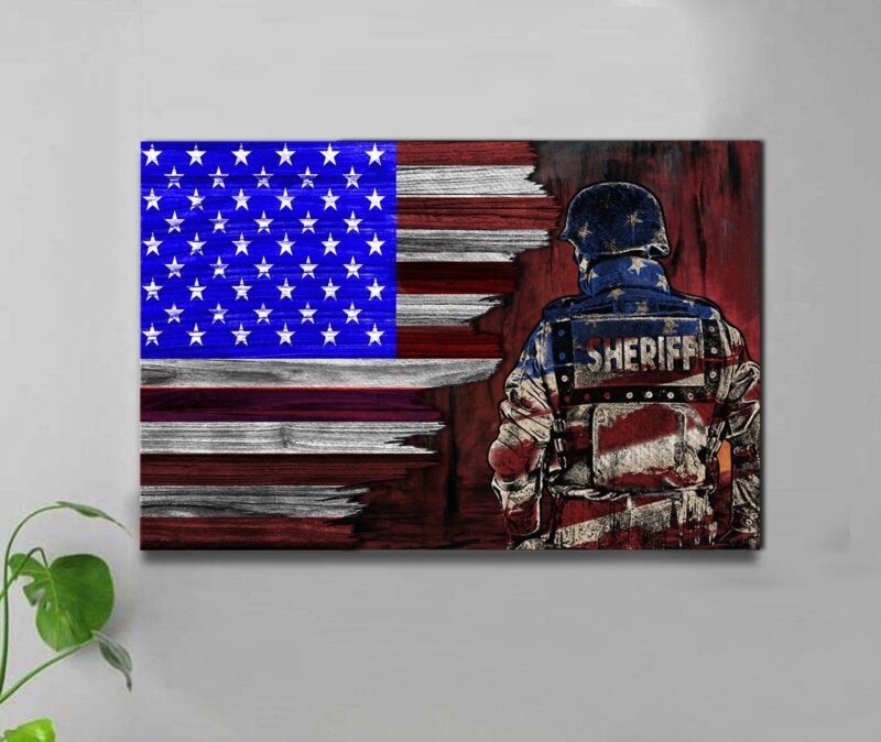 Us Half Flag Sheriff Poster Canvas - Wall Decor Visual Art