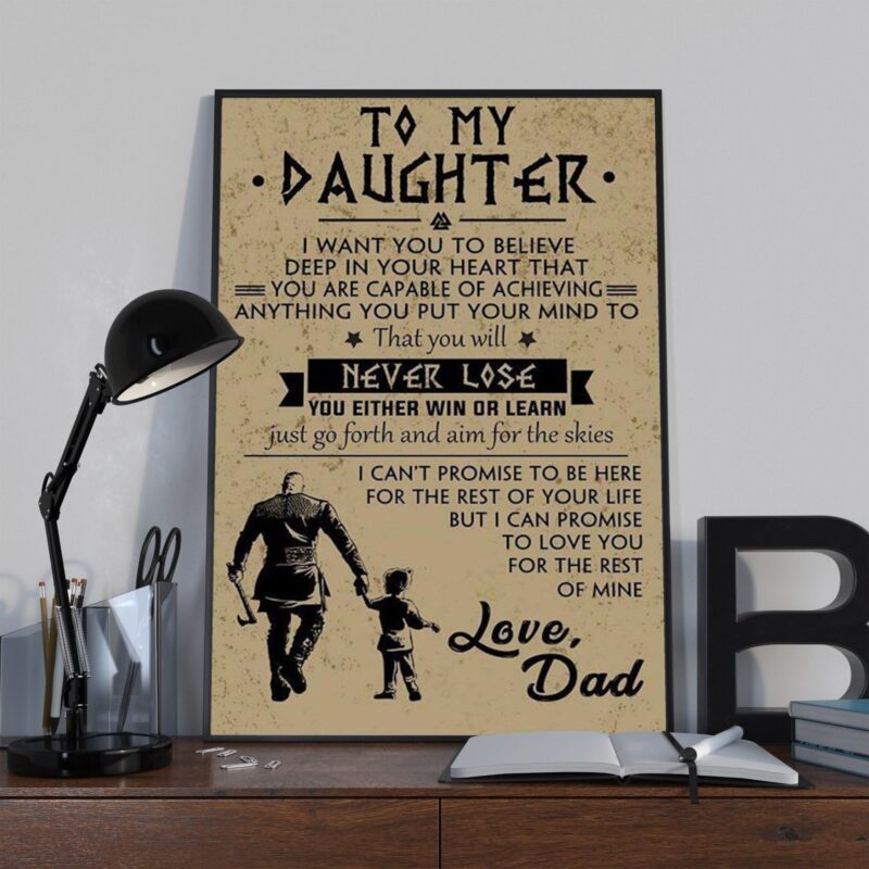 Viking Poster Canvas Dad to daughter Never lose wall decor visual art