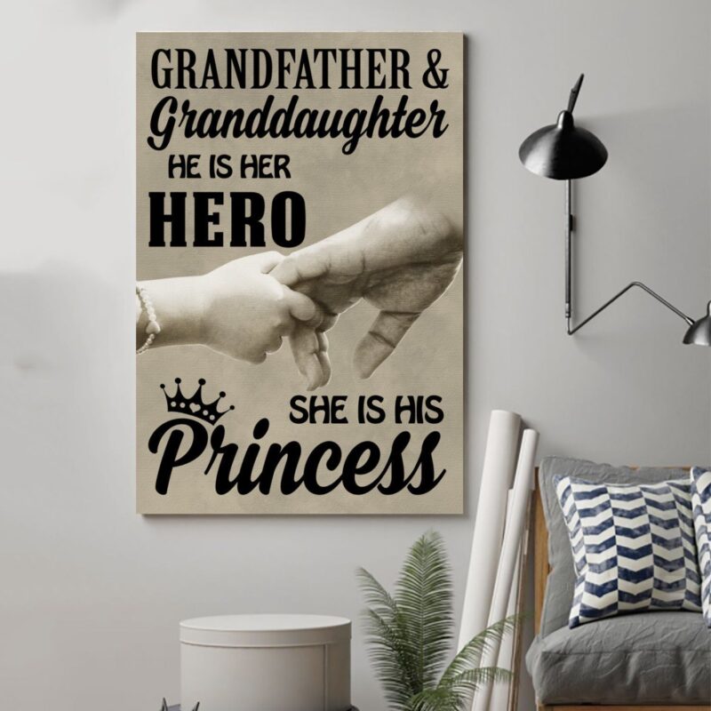 family Poster Canvas grandfather and granddaughter wall decor visual art