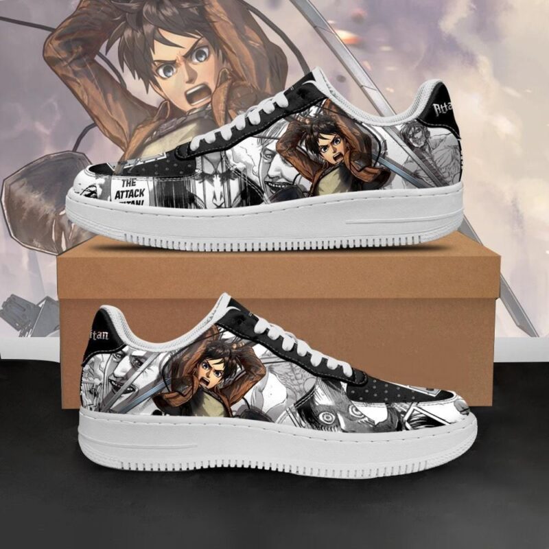 AOT Eren Sneakers Attack On Titan Anime Shoes Mixed Manga Air Force 1 Sneakers