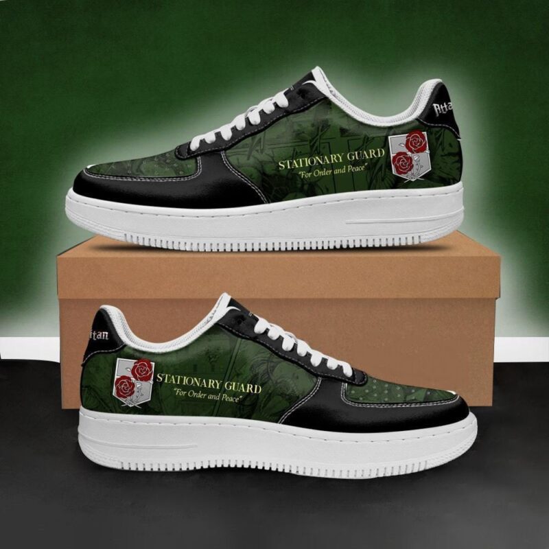 AOT Garrison Slogan Sneakers Attack On Titan Anime Shoes Air Force 1 Sneakers