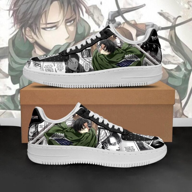 AOT Levi Sneakers Attack On Titan Anime Shoes Mixed Manga Air Force 1 Sneakers