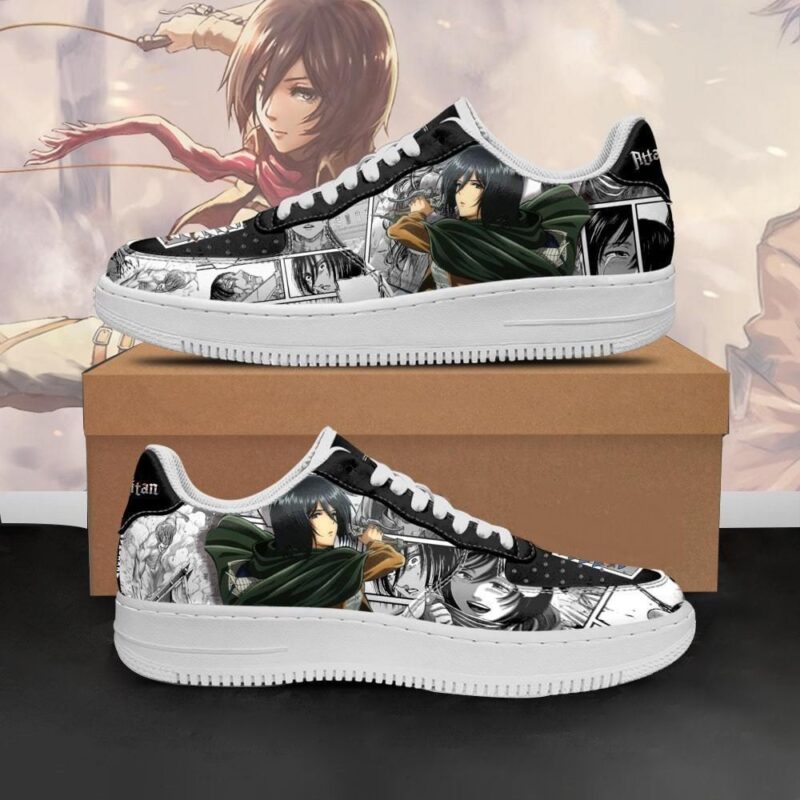 AOT Mikasa Sneakers Attack On Titan Anime Shoes Mixed Manga Air Force 1 Sneakers