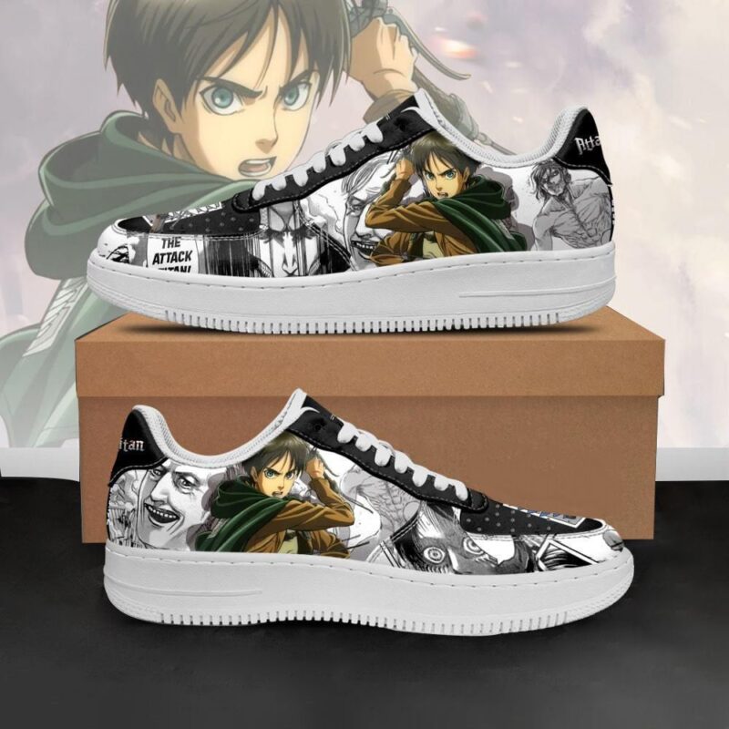 AOT Scout Eren Sneakers Attack On Titan Anime Shoes Mixed Manga Air Force 1 Sneakers