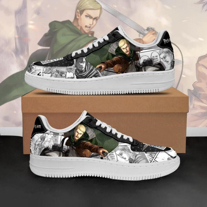 AOT Scout Erwin Sneakers Attack On Titan Anime Shoes Mixed Manga Air Force 1 Sneakers