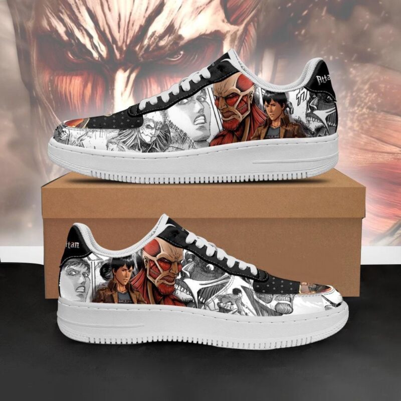 AOT Titan Giant Sneakers Attack On Titan Anime Manga Shoes Air Force 1 Sneakers