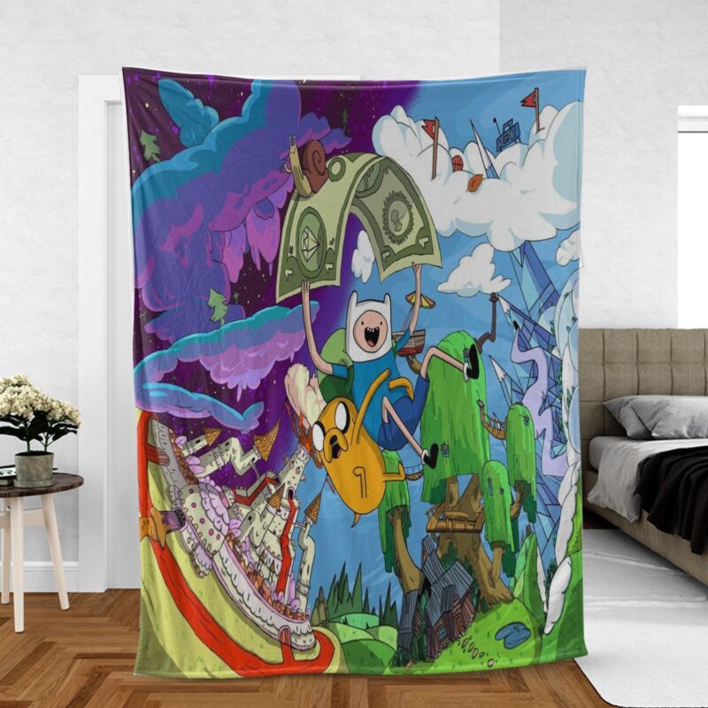 Adventure Time Cartoon Network Gift For Fan Comfy Sofa Throw Blanket Gift