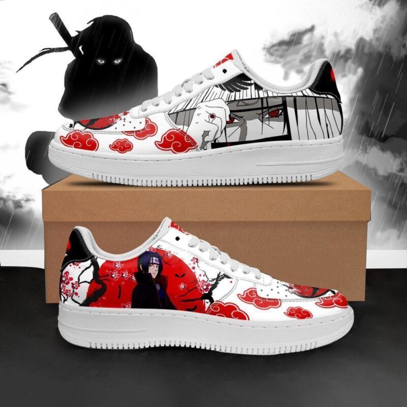 Akatsuki Itachi Air Force 1 Sneakers Custom Japan Style Naruto Anime Shoes For Fan Anime Custom Shoes Air Force 1 Sneakers