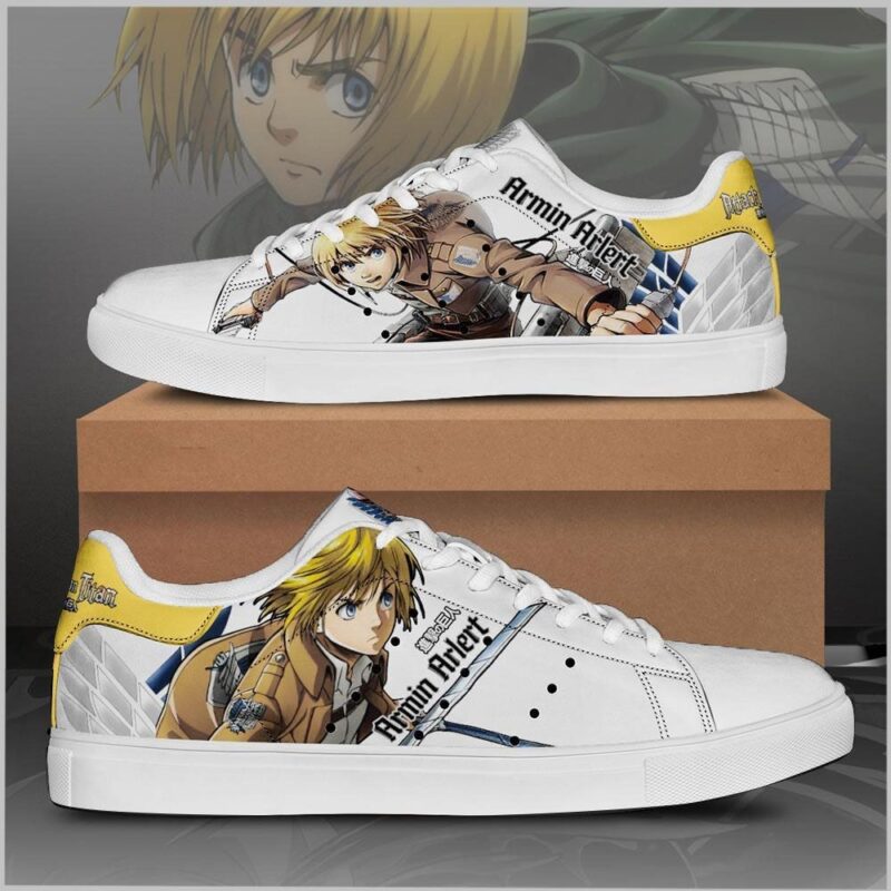 Armin Arlert Attack On Titan Low Top Leather Skate Shoes