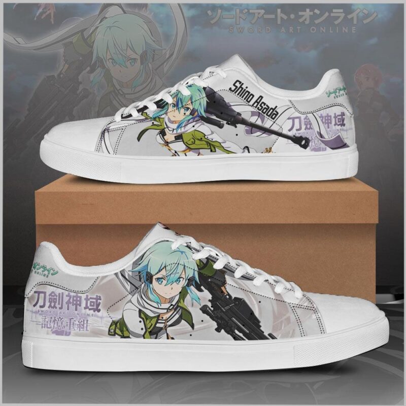 Asada Shino Sinon Sword Art Online Low Top Leather Skate Shoes