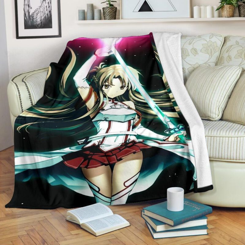 Asuna Fleece Blanket Custom Anime Sword Art Online Home Decoration