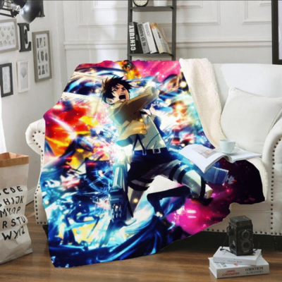 Attack On Titan Anime 3 Fleece Blanket, Anime Gift Lover Comfy Sofa Throw Blanket