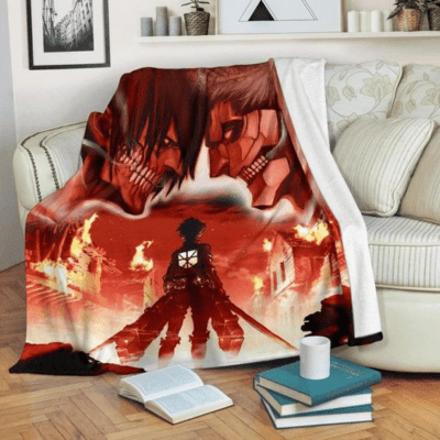 Attack On Titan Anime 7 Fleece Blanket, Anime Gift Lover Comfy Sofa Throw Blanket