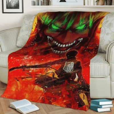 Attack On Titan Anime 8 Fleece Blanket, Anime Gift Lover Comfy Sofa Throw Blanket