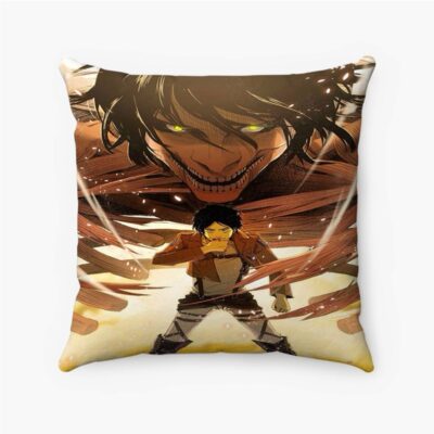 Attack On Titan Eren Yeager Custom Pillow Case Spun Polyester Suede Square Pillow Cover