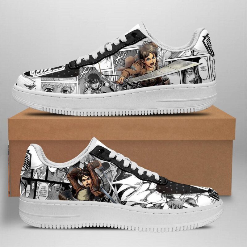 Attack On Titan Sneakers Manga Anime Shoes Fan Gift Idea Air Force 1 Sneakers