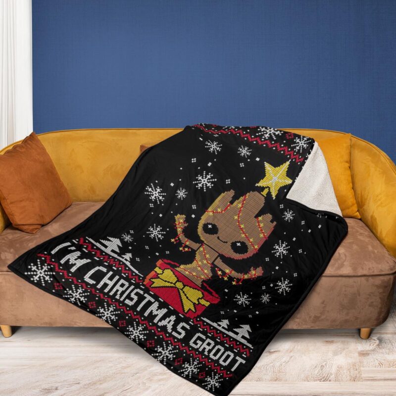 I'm Christmas Groot Comfy Sofa Throw Blanket Gift