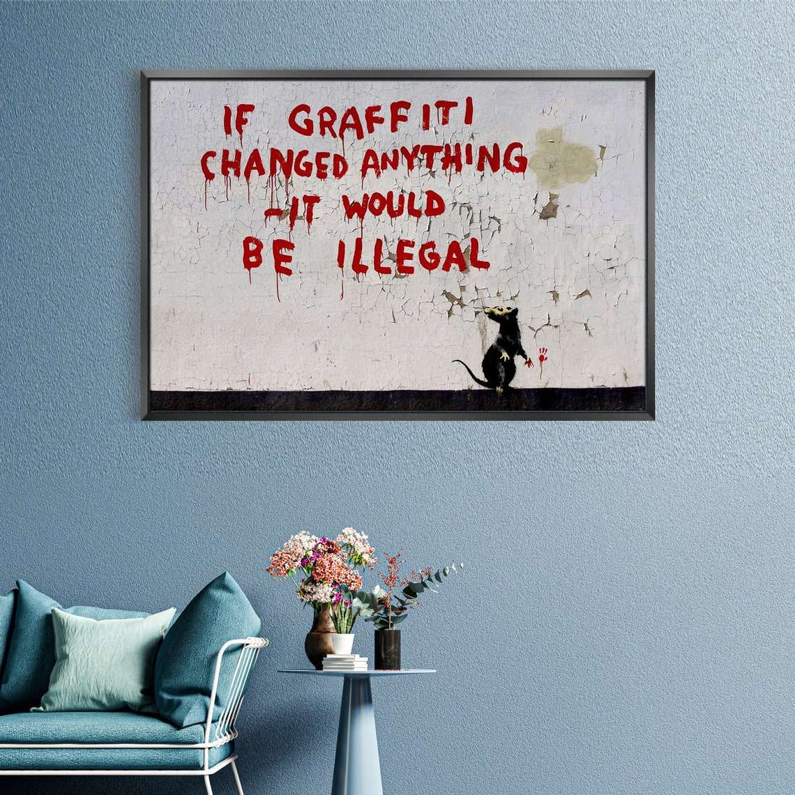 Banksy If Graffiti Changed Anything Print Wall Art Canvas – Let the ...