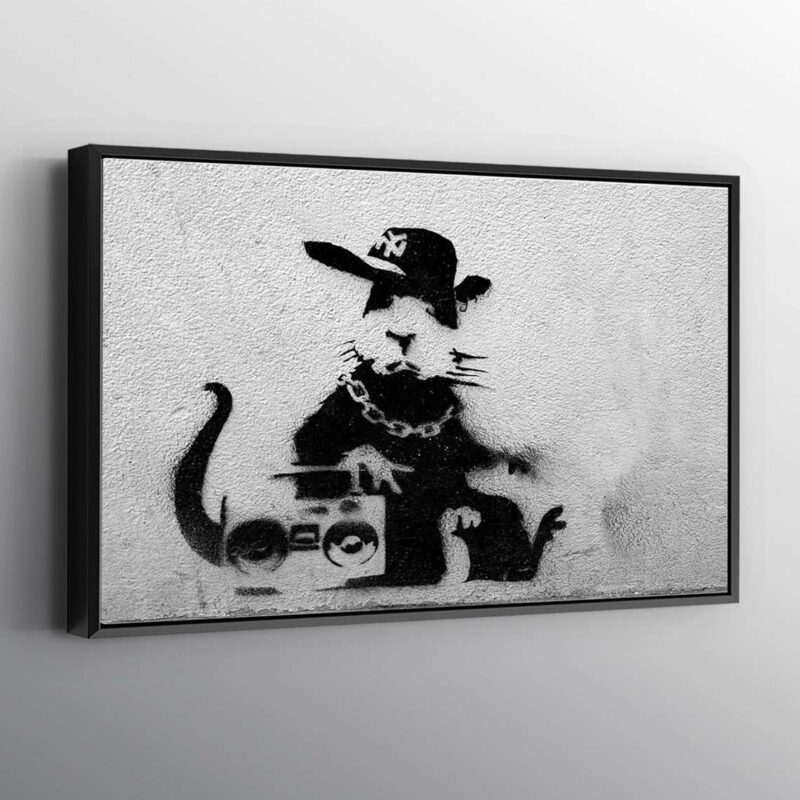 Banksy Inspired Hip Hop Rapper Gangster Rat Print Wall Art Canvas