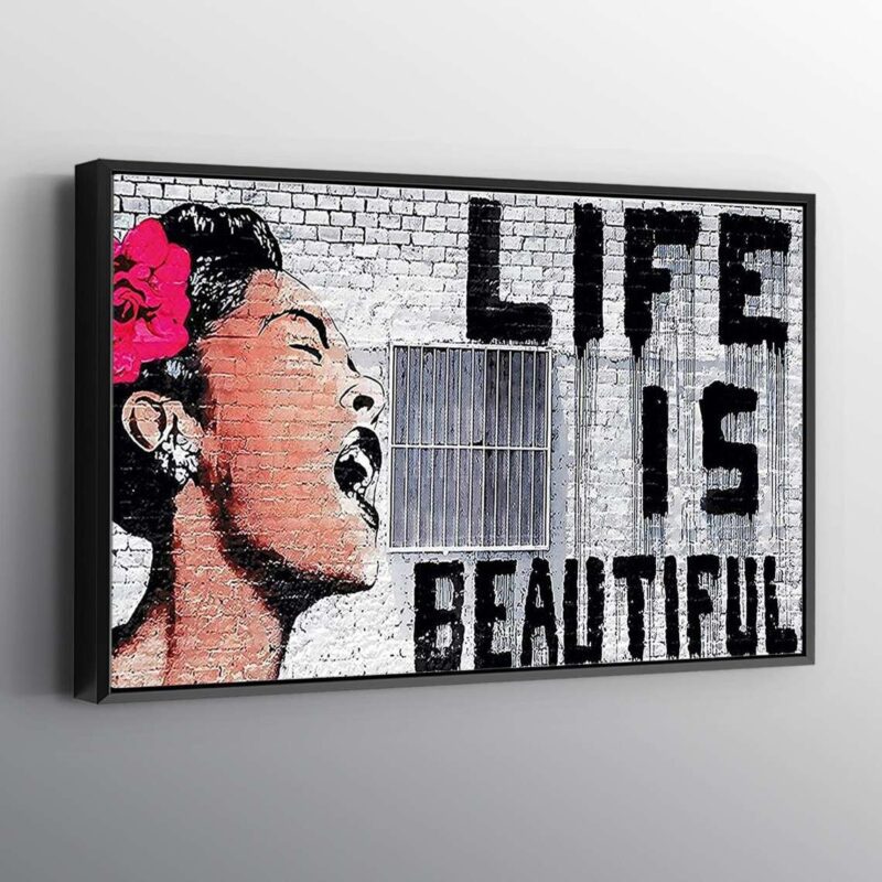 Banksy Life is Beautiful Print Wall Art Canvas