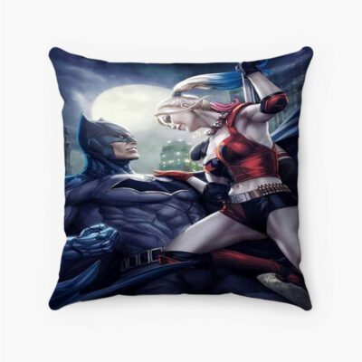 Batman Harley Quinn Custom Pillow Case Spun Polyester Suede Square Pillow Cover