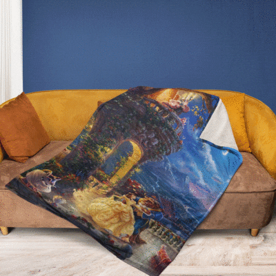 Beauty And The Beast Disney Cartoon Gift Lover Comfy Sofa Throw Blanket Gift 2