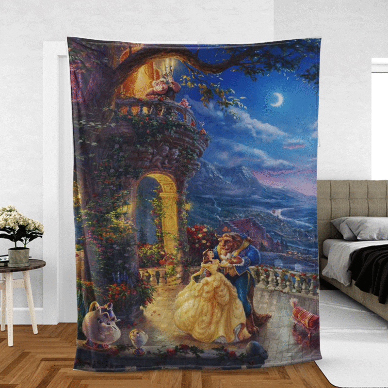 Beauty And The Beast Disney Cartoon Gift Lover Comfy Sofa Throw Blanket Gift