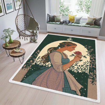 Beauty And The Beast Disney Fan Gift Area Rug Living Room, Beauty And The Beast Beatiful Art Rug Floor Decor
