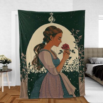 Beauty And The Beast Disney Fan Gift, Beauty And The Beast Art Comfy Sofa Throw Blanket Gift