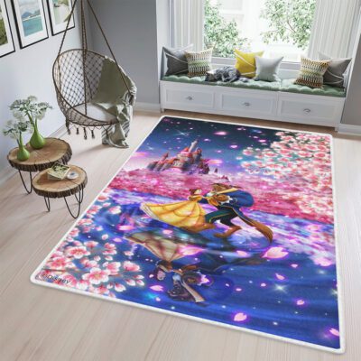 Beauty and the Beast Area Rug Living Room, Disney Beauty and the Beast Belle Gift For Fan Rug Floor Decor