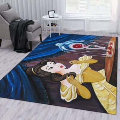 Belle Beauty and the Beast Enchanted Rose Area Rug, Gift For Fan Rug Floor Decor