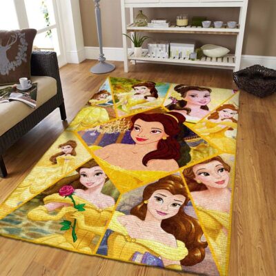 Belle Princess Disney Beauty And the Beast Area Rug Living Room, Disney Belle Princess Gift For Fan Rug Floor Decor