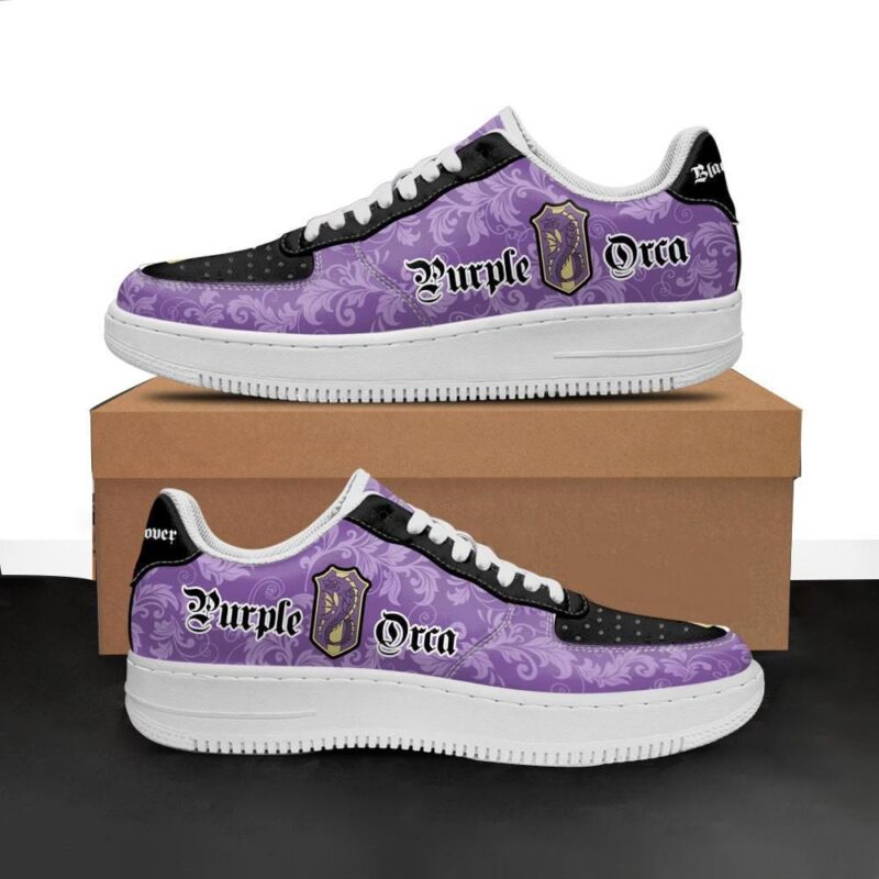 Black Clover Shoes Magic Knights Squad Purple Orca Sneakers Anime Air Force 1 Sneakers