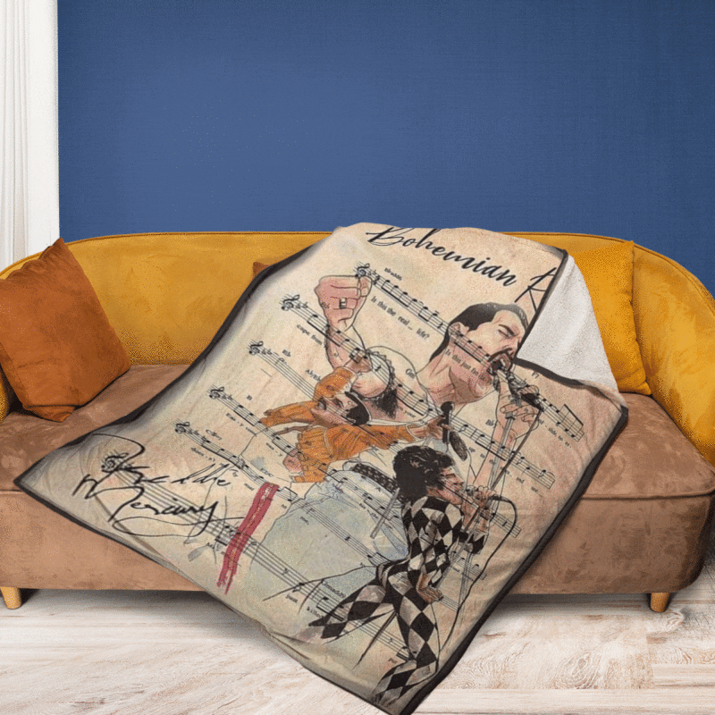 Bohemian Rhapsody Queen Rock Band Gift For Fan Comfy Sofa Throw Blanket Gift